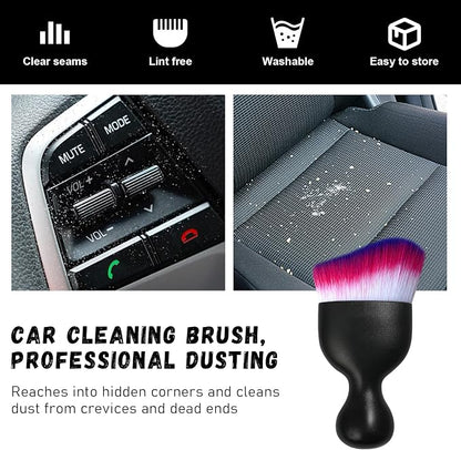 Ziciner Car Detailing Brush, Curved Soft Bristles Auto Removal Dust Collectors, Universal Vehicle Dashboard, Air Conditioner Vents etc Interior Cleaning Tool Accessory (White/Red/Blue)