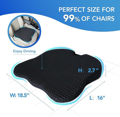 Lofty Aim Car Seat Cushion, Comfort Memory Foam Car Cushions for Driving (Black)