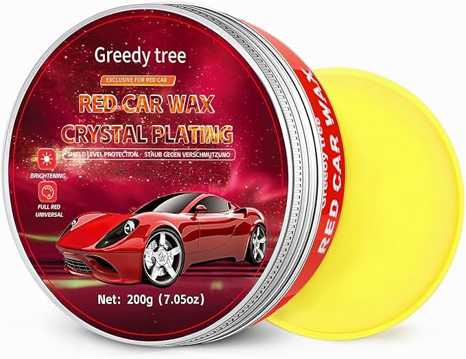 Car Paste Wax High Gloss Shine, Long Lasting Paint Protection, Superior Hydrophobic Water Repelling Properties, Natural Wax for Minor Scratch Repair and UV Protection, Safe for All Vehicles(Red)