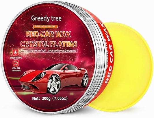 Car Paste Wax High Gloss Shine, Long Lasting Paint Protection, Superior Hydrophobic Water Repelling Properties, Natural Wax for Minor Scratch Repair and UV Protection, Safe for All Vehicles(Red)