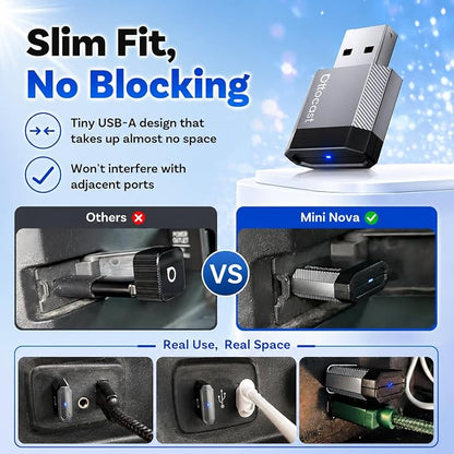 OTTOCAST Mini Nova, 2 in 1 New Gen Wireless Carplay & Android Auto Adapter, Plug & Play, Auto Reconnect USB Dongle, Compatible with OEM Wired Carplay/Android Auto Cars