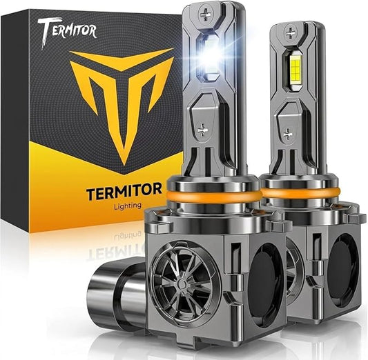 Termitor 9006/HB4 Light Bulbs, 55,000LM 15X Super Brighter, 1:1 Halogen Size, 85,000Hrs Lifespan, 6500K White, Plug and Play Driving Light Bulbs, Canbus Ready, Pack of 2
