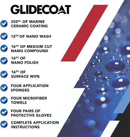 Marine Ceramic Coating Kit - Complete Boat Detailing Supply Kit with Marine Ceramic Coating, Nano Polish, Nano Compound, Nano Wash and Surface Wipe
