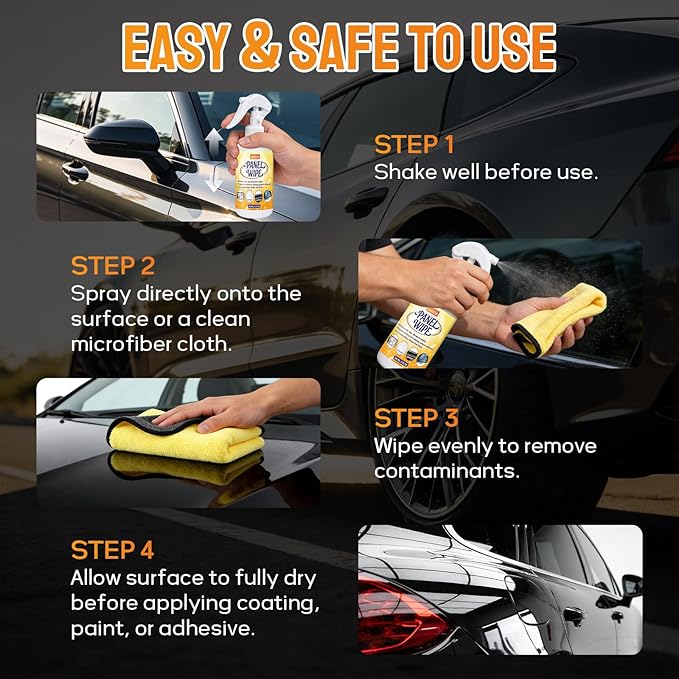 Car Surface Prep Spray – Panel Wipe & Pre-Paint Degreaser for Ceramic Coating, PPF, Vinyl Wrap – Removes Wax, Grease, Silicone – Fast Drying, No Residue – Safe on Clear Coat – Towel Included-5oz