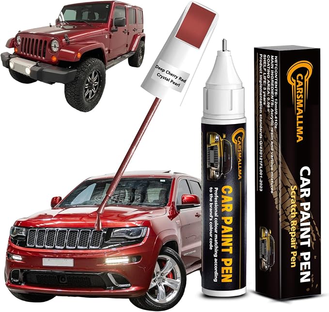 Touch Up Paint for Jeep Deep Cherry Red Crystal Pearl(PRP/JRP), Color Exact Match Auto Paint Repair Pen Fix Chips and Nicks Scuff