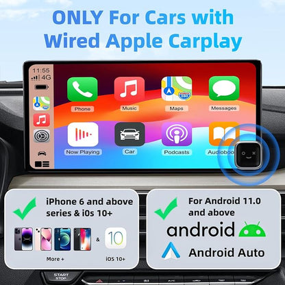 Wireless Carplay Adapter for iPhone - CarPlay Wireless Adapter, Wireless Control Plug & Play Carplay for Cars from 2016 & for Apple iPhone iOS 10+ (Black-Mini)