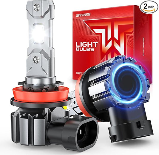Torchbeam T1S H11 LED Bulbs, 2026 New Version, 45000LM 6500K Cool White Light, 2-Pack