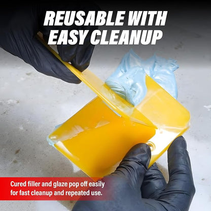 LAUCO Auto Body Filler Spreaders (100 Pieces) - Yellow Reusable Plastic Spreader for Automotive Fillers, Putties, Glazes, Caulks and Paint - Easy Application (100, 4")