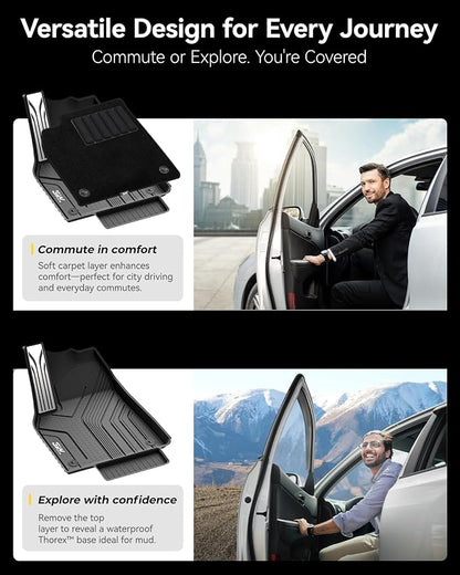 3W Tesla Model Y Juniper Floor Mats with Carpets, Metal Pedal, Double Layer, All Weather TPE Waterproof Custom Fit Automotive Car Floor Liners, Vigormold™