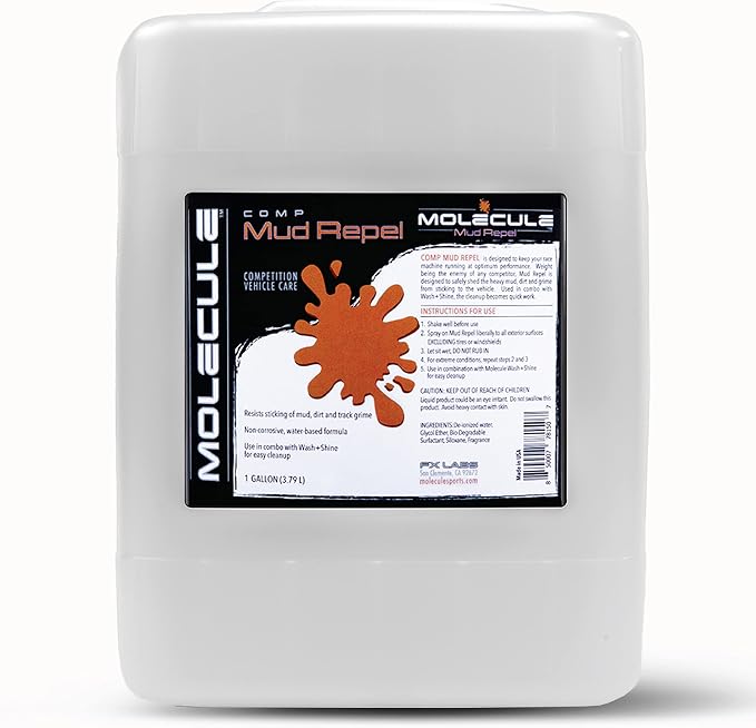 Molecule Mud Repel | Premium Vehicle Care | Pre-Treatment for Off-Road, ATV & UTV Vehicles | Keeps Mud from Sticking to Plastics, Metals, and Vinyl | Water-Based Formula for Easy Cleanups | 5 Gallons