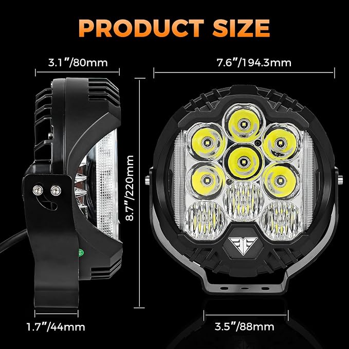 8 Inch 100W LED Driving Light Compatible with Wrangler Offroad Vehicle ATV UTV Golf cart Lighting Trucks Pickup f150 Work Light, Pack of 1
