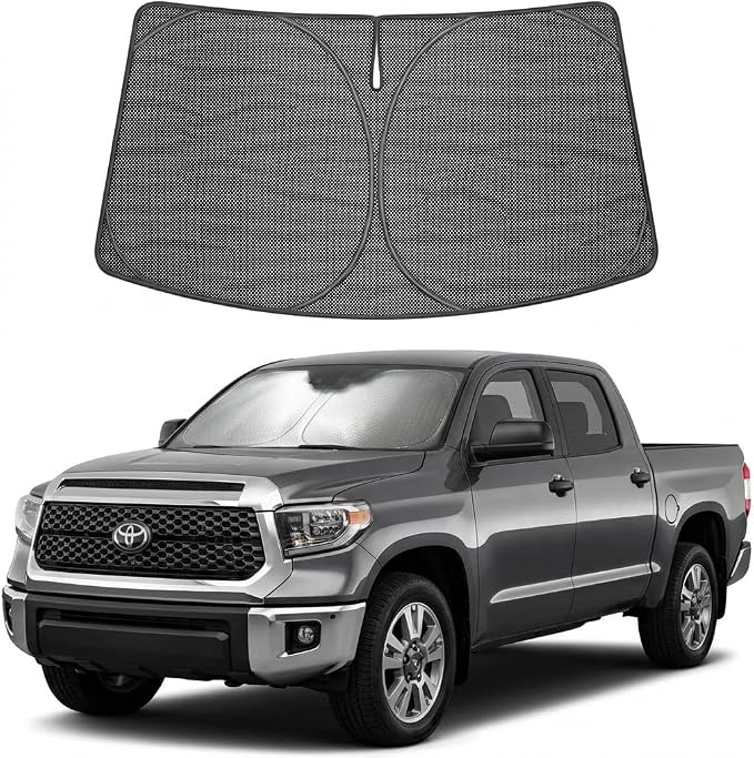 Proadsy Windshield Sun Shade Custom Fit Toyota Tundra 2022-2026 Ice Crystal Black Front Window Sunshade UV and Heat Blocker Foldable Visor Keeps Car Cooler for Summer Parking and Daily Use
