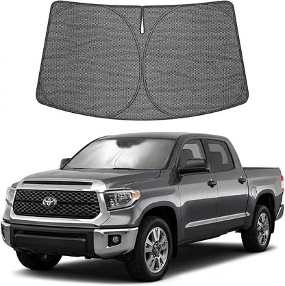 Proadsy Windshield Sun Shade Custom Fit Toyota Tundra 2022-2026 Ice Crystal Black Front Window Sunshade UV and Heat Blocker Foldable Visor Keeps Car Cooler for Summer Parking and Daily Use