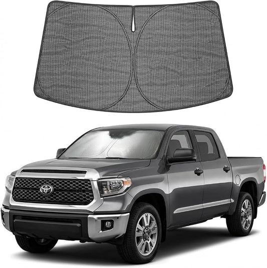 Proadsy Windshield Sun Shade Custom Fit Toyota Tundra 2022-2026 Ice Crystal Black Front Window Sunshade UV and Heat Blocker Foldable Visor Keeps Car Cooler for Summer Parking and Daily Use