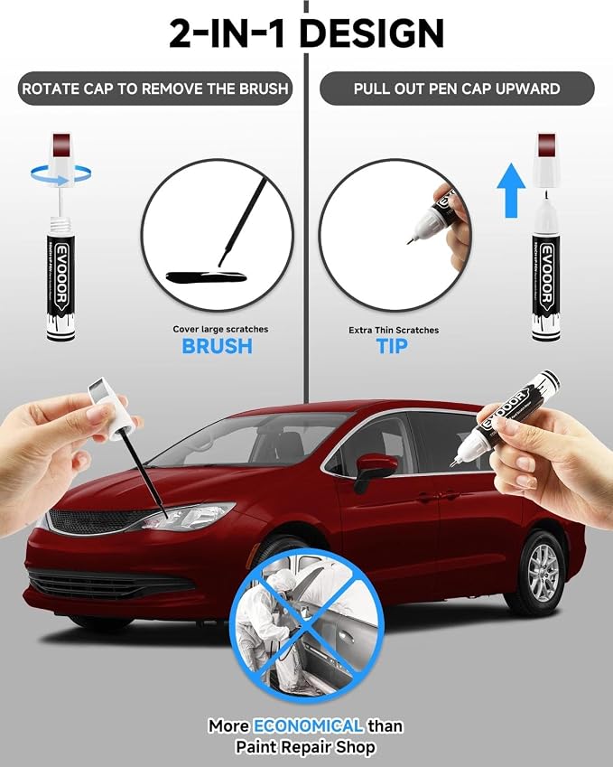 Red Hot(PR6/ZR6) Touch Up Paint Compatible with Chrysler Exact Match 2 in 1 Touch up Paint for Chips and Nicks Repair with 2pcs Disposable Micro Applicators