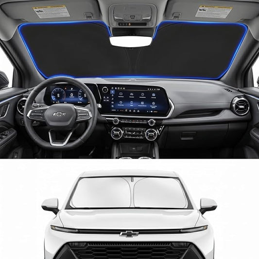 Custom Fit Windshield Sun Shade for Chevy Chevrolet Equinox EV 2025-2026 | Custom Fit Windshield Cover, Blocks UV Rays, Double-Layer Heat Shield, Durable Frame, Easy Fold & Storage