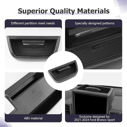 LUWU 2024 Bronco Sport Dashboard Storage Tray Compatible with Ford Bronco Sport 2021-2024 Accessories Center Console Display Box Hidden Organizer Tray Behind Screen (Only Fit for 8-inch Screen)