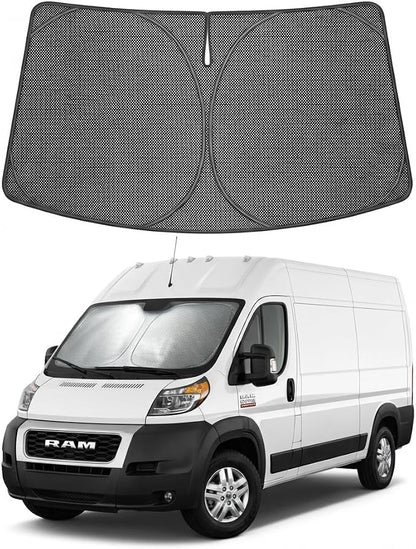Proadsy Windshield Sun Shade Custom Fit Dodge Ram promaster 2014-2026 Ice Crystal Black Front Window Sunshade UV and Heat Blocker Foldable Visor Keeps Car Cooler for Summer Parking and Daily Use