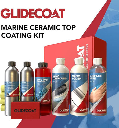 Marine Ceramic Coating Kit - Complete Boat Detailing Supply Kit with Marine Ceramic Coating, Nano Polish, Nano Compound, Nano Wash and Surface Wipe
