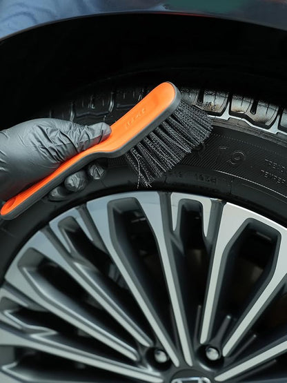 SPTA Tire Brush, Carpet Cleaning Brush, 2Pcs Wheel Brush, Carpet Cleaning Brush,Stiff Synthetic Bristles, Ergonomic Design Handle, Scrub Brush for Floor Mats,Car Wheel Hub Cleaning,Car Interior, Home