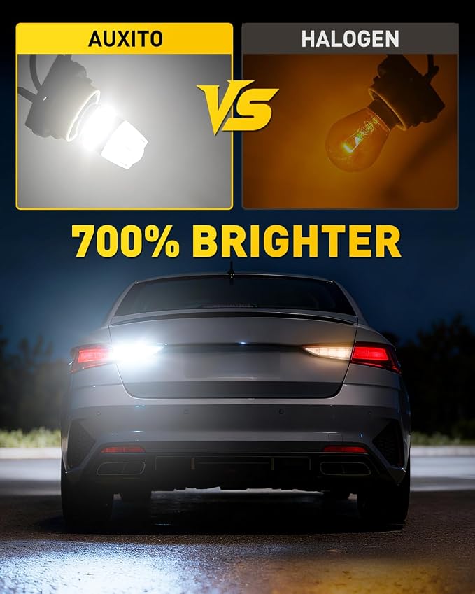 AUXITO Latest 1156 LED Bulbs White Reverse Lights, 700% Brighter 7506 BA15S P21W 1141 1003 Bulbs with Projector for Backup Parking Tail Brake Signal Marker Daytime Running Light, Pack of 2