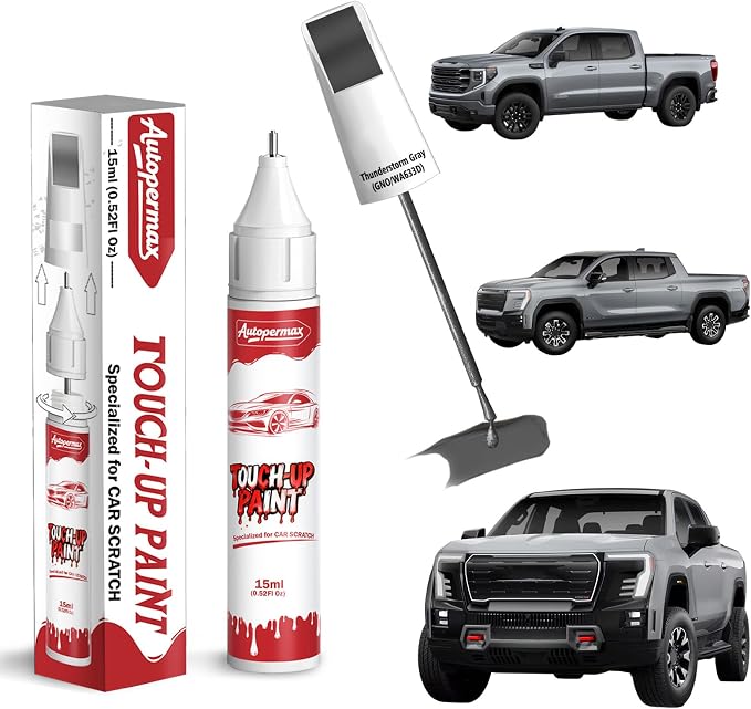 Thunderstorm Gray(GNO/WA633D) Car Touch Up Paint for GMC, Color Accurate Two-In-One Car Paint Scratch Repair Pen, Professional Scratch Remover for Vehicles Chips and Nicks Scuff