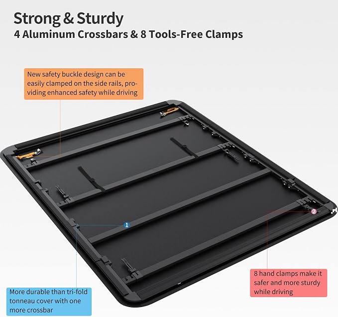 OEDRO Soft Quad Fold Truck Bed Tonneau Cover Compatible with 2019-2026 Chevy Silverado 1500 / GMC Sierra 1500, Fleetside 6.6 Ft Bed Without Multi-Flex Tailgate(Not for Legacy/Limited/2500 3500hd)