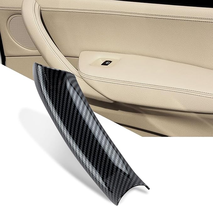 1PCS Carbon Fiber Pattern Driver Side Door Pull Handle Covers Compatible with X3 F25 2010-2016 X4 F26 2014-2017 Left Door Handle Interior Pull Handle