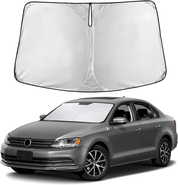 EcoNour Windshield Sunshade Compatible for Volkswagen VW Jetta 2011-2016 2017 2018, Sun Visor for Front Windshield & Window Sun Shade Cover, UV Heat Blocker & Protector, Car Accessories