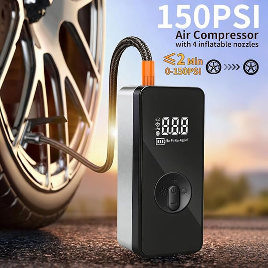 Jump Starter with Air Compressor,14.8V 8000A Peak Portable Car Battery Jump Starter Jump Box,150PSI Car Air Pump Tire Inflator Battery Charger with LED Light, LCD Display