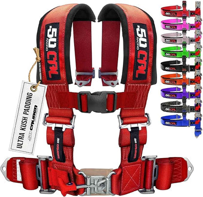 50 Caliber Racing Red 4 Point Harness with 3" Straps for Cars, Trucks, UTV and Off Road Vehicles [6004]