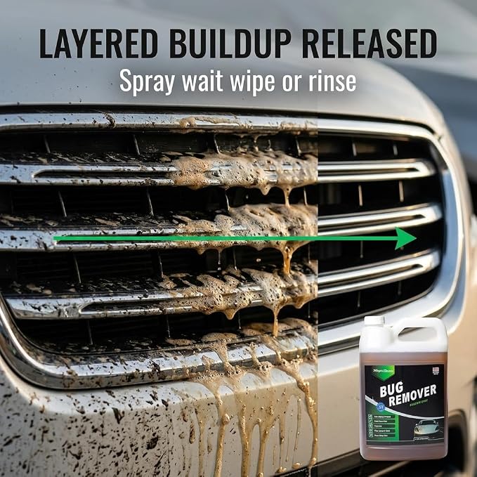 Magic Finish Car Bug Remover Spray (1 Gallon) – Fast-Acting Spray for Road Grime and Organic Residue – Car Cleaning Supplies for Paint Glass Plastic & Chrome