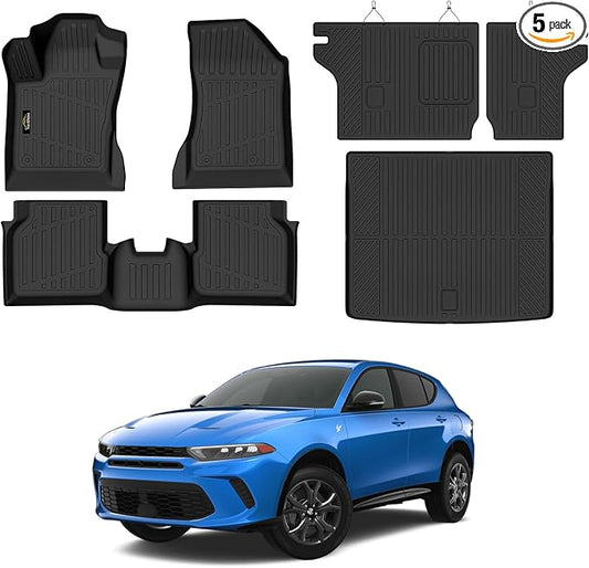 loor Mats Custom for Dodge Hornet 2026 2025 2024 2023 GT/GT Plus Cargo Liner with Backrest Mat All Weather TPE Rubber Full Set Floor Liners Trunk Mat for Hornet Automotive Accessories, Black