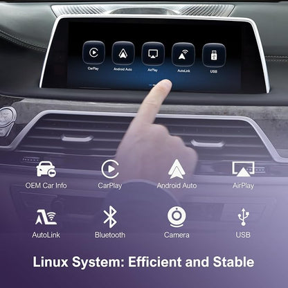 Wireless Carplay Android Auto for BMW NBT Evo ID5/ID6 System, for BMW 1/2/3/4/5/6/7/X1/X3/X4/X5/X6 2016-2020 Compatible with Carplay, Mirrorlink, Reverse Camera, Navigation