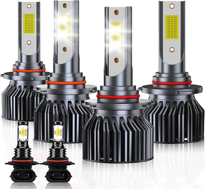 Fit For 2003 2004 2005 2006 Chevy Silverado 1500 2500HD 3500 Fog Lights Bulbs Kits, 600% Brightness 6500K White Dual Application Bulbs Combo, Direct Installation for Off road, 6PS