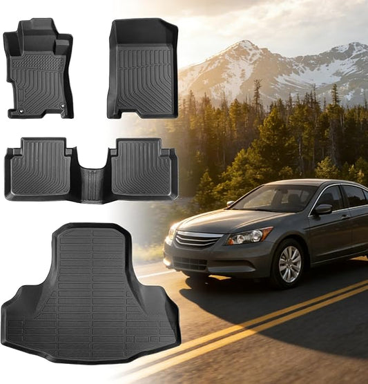 Floor Mats for Honda Accord Sedan 2008-2012(Gas ONLY), NOT for Coupe, Custom Fit Accord Sedan LX LX-S EX EX-L LX-P SE LX Premium Floor Mats, TPE All Weather Protection Waterproof Cargo Liner