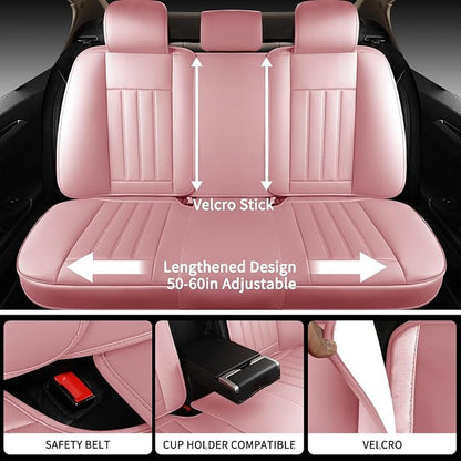 Pink Car Seat Covers Fit for Corolla Cross RAV4 Kona HR-V CRV UX,Waterproof and Breathable Automotive Seat Covers Full Set, Front and Rear Leather Seat Covers.