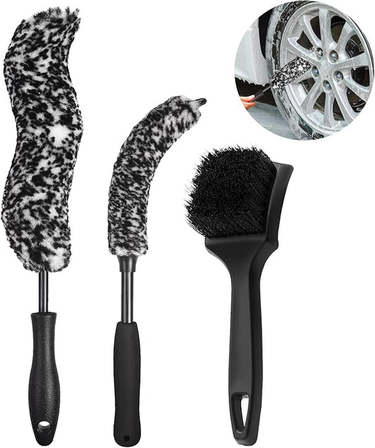 Bendable Wheel Brush Kits Soft Microfiber Wheel Cleaner Brush Synthetic Woolies No-Scratch Wheel Cleaning Brush Car Detailing Rim Tire Brush