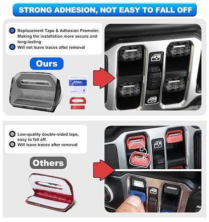 Eamplest Compatible with Jeep Wrangler JL JLU 2026 2025-2018&Gladiator JT 2020-2026 Interior Accessories Upgraded Window Switch Button Cover 4PCS (Black)