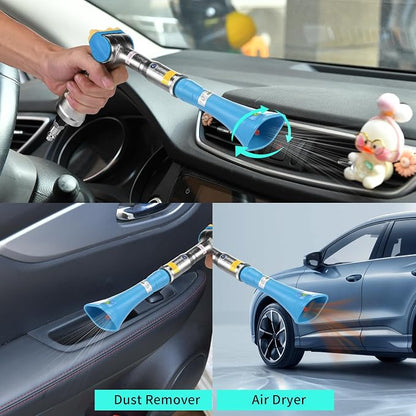Cleaning Gun High Pressure Tornado Car Cleaning Gun with 2 Set Nozzle Car Washing Equipment Tool Car Detailing Kit Interior Cleaner for Car Quickly Blasts Dirt and Dust