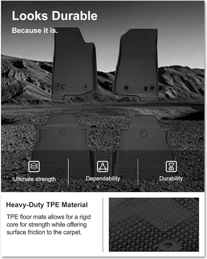 KIWI MASTER Floor Mats for 2018-2026 Jeep Wrangler JL 4-Door, OEM Replacement 82215203AE, Custom Fit All Weather Car Mats, Heavy Duty TPE Floor Liners, Front & Rear 2 Row, Black