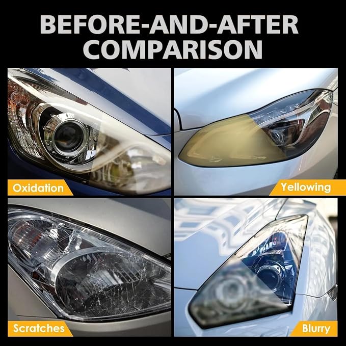 QIFOR Automotive Headlight Restoration Kit Oxidized and Yellowed Automotive Headlamps Blurring Enhanced Crystallization Coating Refurbisher,Maximum Gloss & Shine