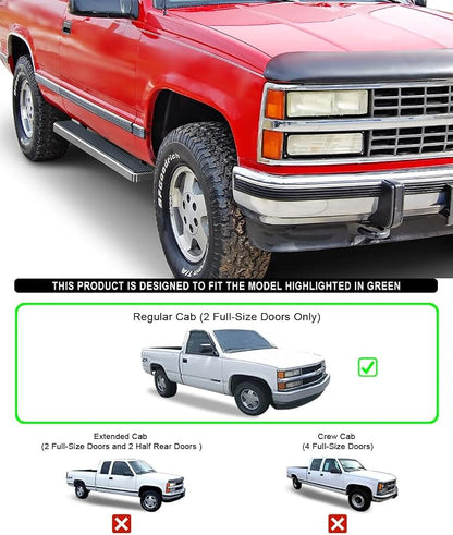 APS (304 Stainless Steel Polished Silver 5 inches) Running Boards Nerf Bars Steps Compatible with Chevy GMC CK 1988-1998 Regular Cab & Chevy Tahoe 95-99 2Dr & GMC Yukon 92-99 2Dr (Exclude ZR2)