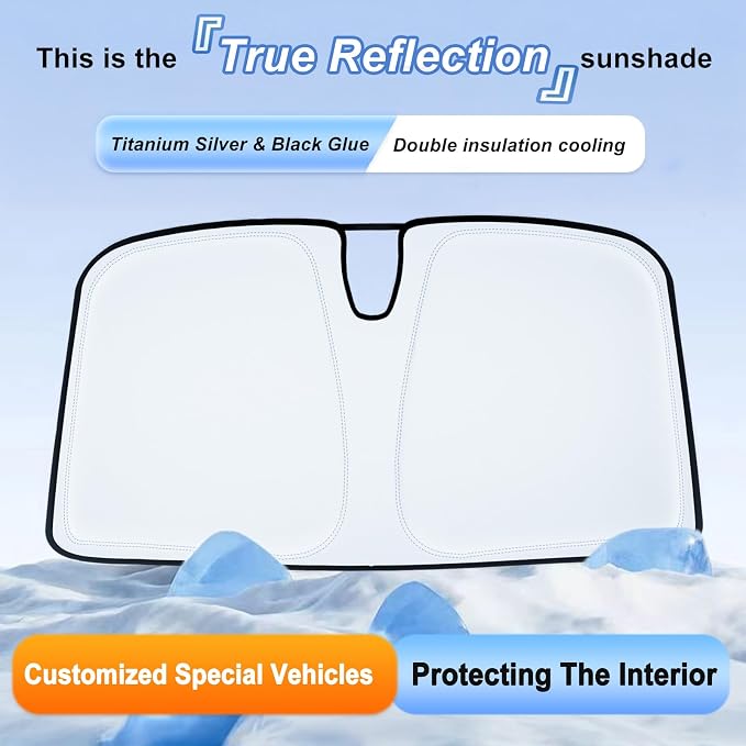 Windshield Sun Shade for 2019-2022 Chevy Silverado/GMC Sierra 1500, 2020-2023 Silverado/Sierra 2500HD 3500HD Foldable Front Window Sunshade UV Heat Block Full Coverage