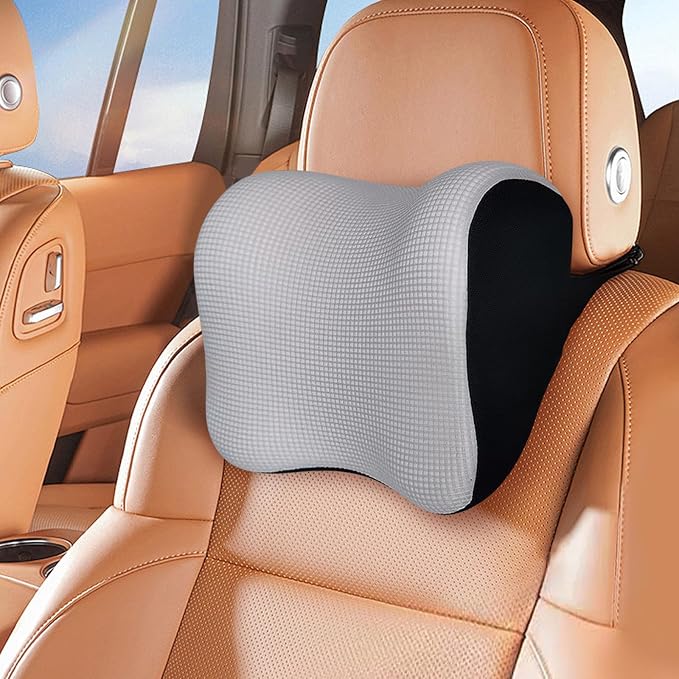 Ultra Soft Car Headrest Pillow, Car Pillow for Driving with Adjustable Strap, 100% Memory Foam Neck Cushion, Breathable Removable Cover & Ergonomic Design - Car Neck Pillow(Moonlight-Silver, 1PC)