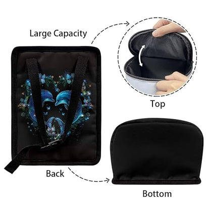 Talayituse Dolphin Flower Heart Print Car Trash Can with Lid, Leak Proof Auto Trash Bag Hanging Vehicle Garbage Can Multipurpose Storage Container for Back Seat Road Trip