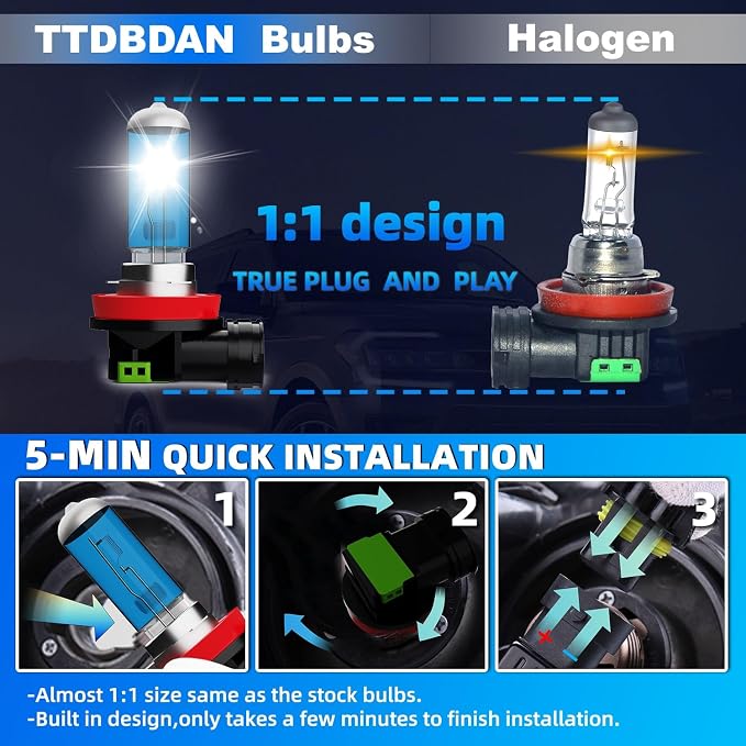 Fog lights Fit For Nissan Frontier 2005-2019 Halogen Headlight Bulbs,h11 Fog Lights Bright Lights Combo,Plug & Play,Pack of 2 (Nissan Frontier 2005-2019 Halogen Fog Lights)
