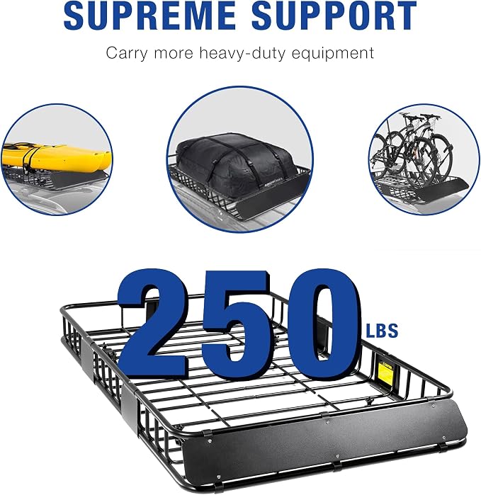 64"x39" Universal Roof Rack Basket, Heavy-Duty Roof Rack Cargo Carrier up to 250 lbs, Weather-Resistant for SUV/Truck/Jeep/Camping/Travel