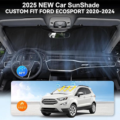 Sunshade for Ecosport Windshield Sun Shade for 2025 2024 2023 2022 2021 2020 Ford Ecosport SUV Accessories Foldable Custom-fit Front Window Shield Windshield Cover Sun Visor Protector UV Reflector