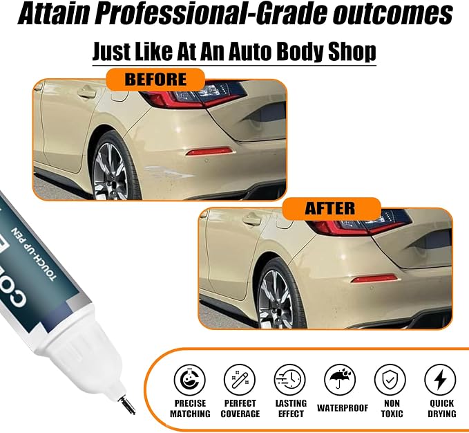 Sand Dune Pearl(YR-662P) Touch Up Paint Compatible with Honda, Car Paint Pen Scratch Repair Two-In-One Touch Up Paint, Premium Car Scratch Remover for Deep Scratches